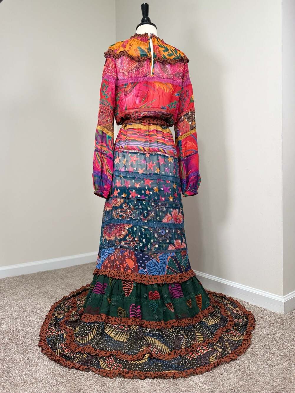 FARM Rio Multicolor Floral Maxi Dress in Red, Pink, Orange, Blue & Green - Picture 3 of 13
